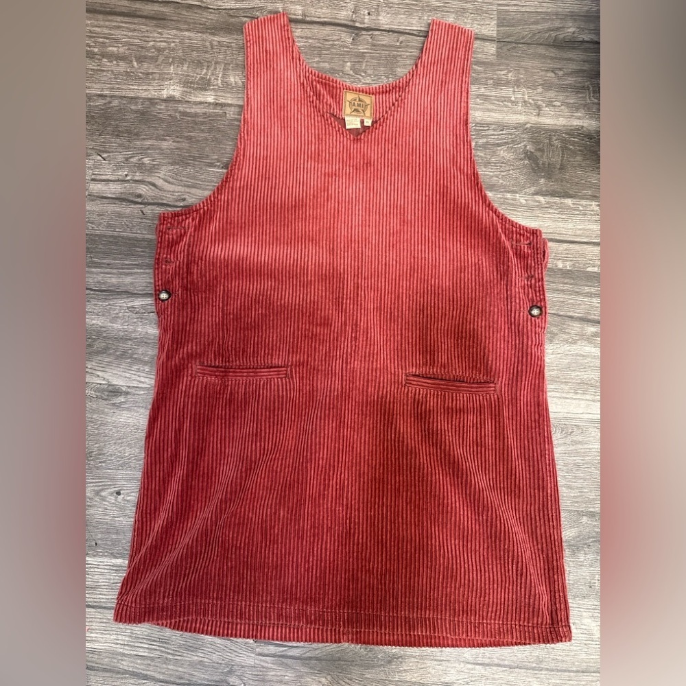 Ami Red Corduroy Pinafore Mini Dress - Picture 2 of 6